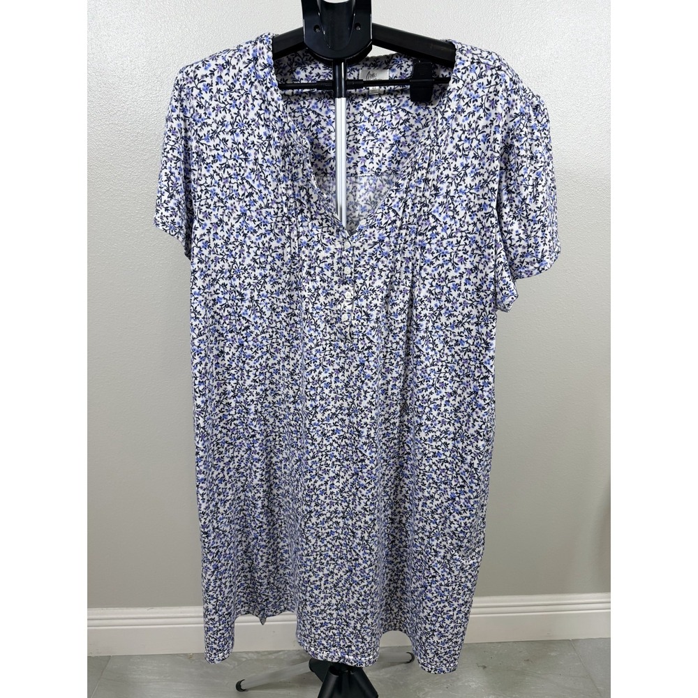 Aria Collection Nightgown Womens 4X Floral Split Neck Pleated Front Sweater Knit